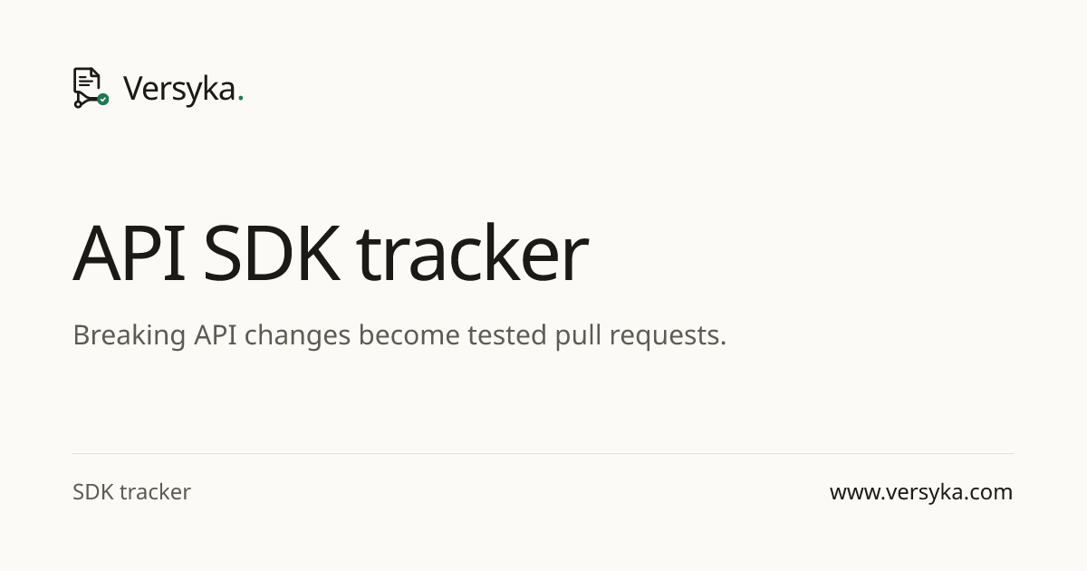 API SDK tracker · Versyka